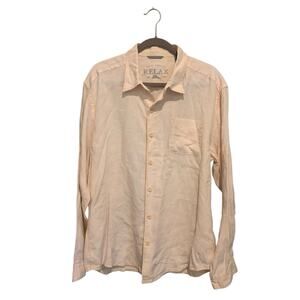Tommy Bahama Relax Long Sleeve Button Up Shirt Beige Mens XL 100% Linen